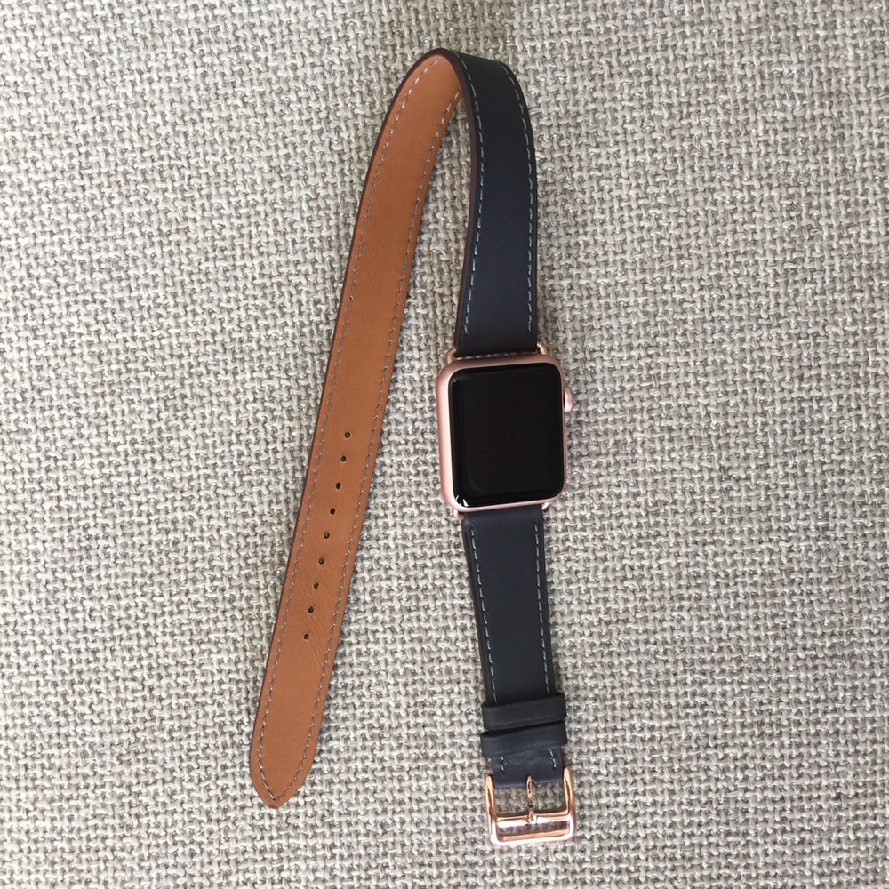 🛍ROSE GOLD Dark Gray Apple Watch Double Wrap NTW